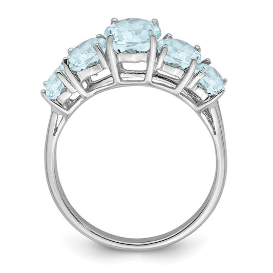 Sterling Silver Rhodium Aqua Ring
