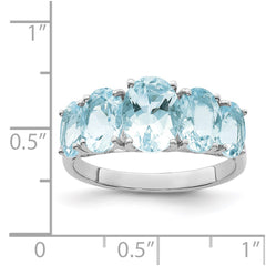 Sterling Silver Rhodium Aqua Ring
