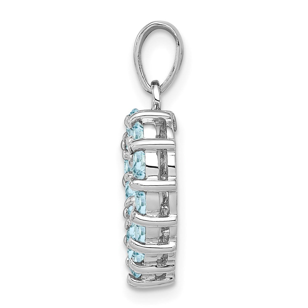Sterling Silver Rhodium Aqua Heart Pendant QDX883