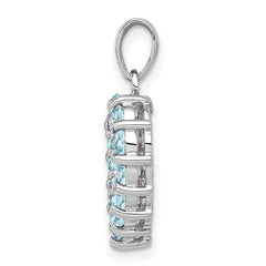 Sterling Silver Rhodium Aqua Heart Pendant QDX883