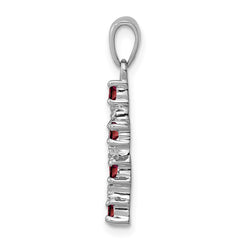 Sterling Silver Rhodium-plated Garnet & Diamond Accent Cross Pendant QDX900