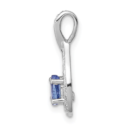 Sterling Silver Rhodium-plated Tanzanite & Diamond Pendant QDX955