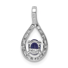 Sterling Silver Rhodium-plated Tanzanite & Diamond Pendant QDX955