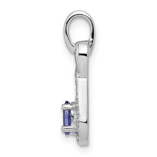 Sterling Silver Rhodium-plated Tanzanite & Diamond Pendant QDX962
