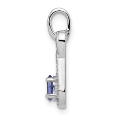 Sterling Silver Rhodium-plated Tanzanite & Diamond Pendant QDX962