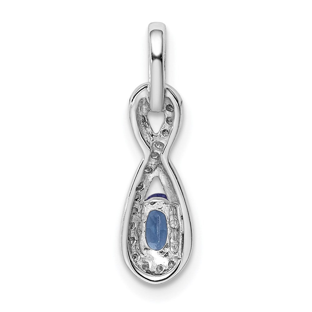 Sterling Silver Rhodium-plated Tanzanite & Diamond Pendant QDX962