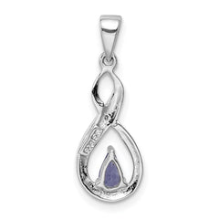 Sterling Silver Rhodium-plated Tanzanite & Diamond Pendant QDX966
