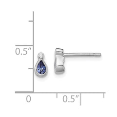 QDX974 Sterling Silver Rhodium-plated Tanzanite & Diamond Earrings