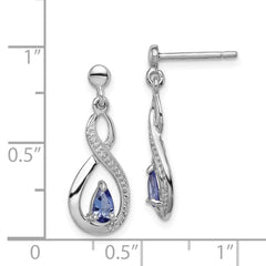 QDX983 Sterling Silver Rhodium-plated Tanzanite & Diamond Earrings