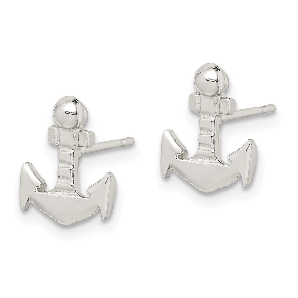 QE100 Sterling Silver Anchor Mini Post Earrings