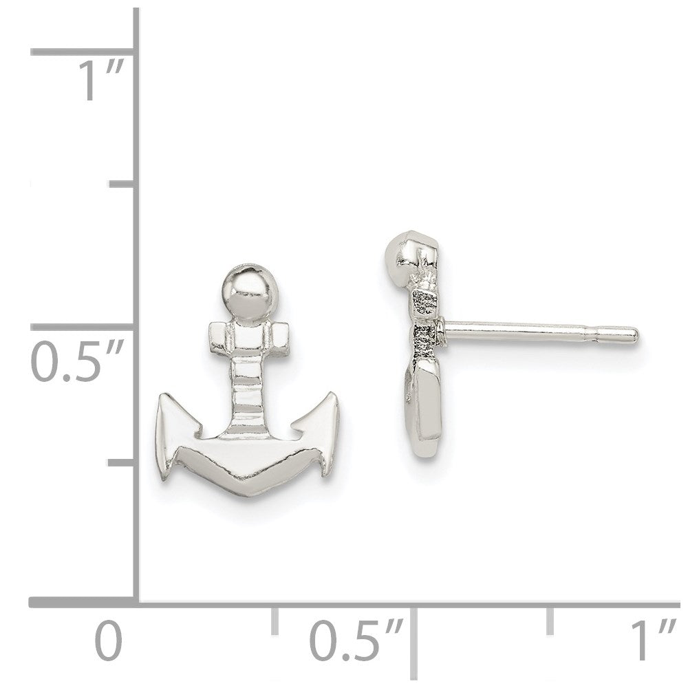 QE100 Sterling Silver Anchor Mini Post Earrings