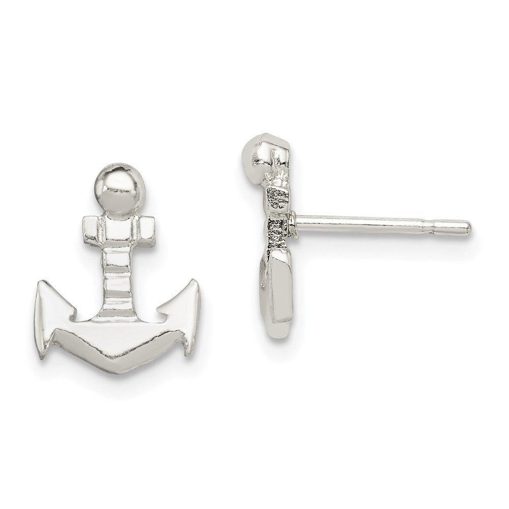 QE100 Sterling Silver Anchor Mini Post Earrings