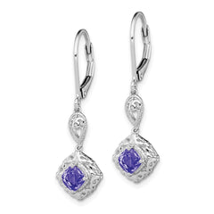 QE10020TZ Sterling Silver Rhodium-plated Tanzanite Lever Back Earrings