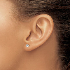QE1003 Sterling Silver 4mm Round Snap Set CZ Stud Earrings