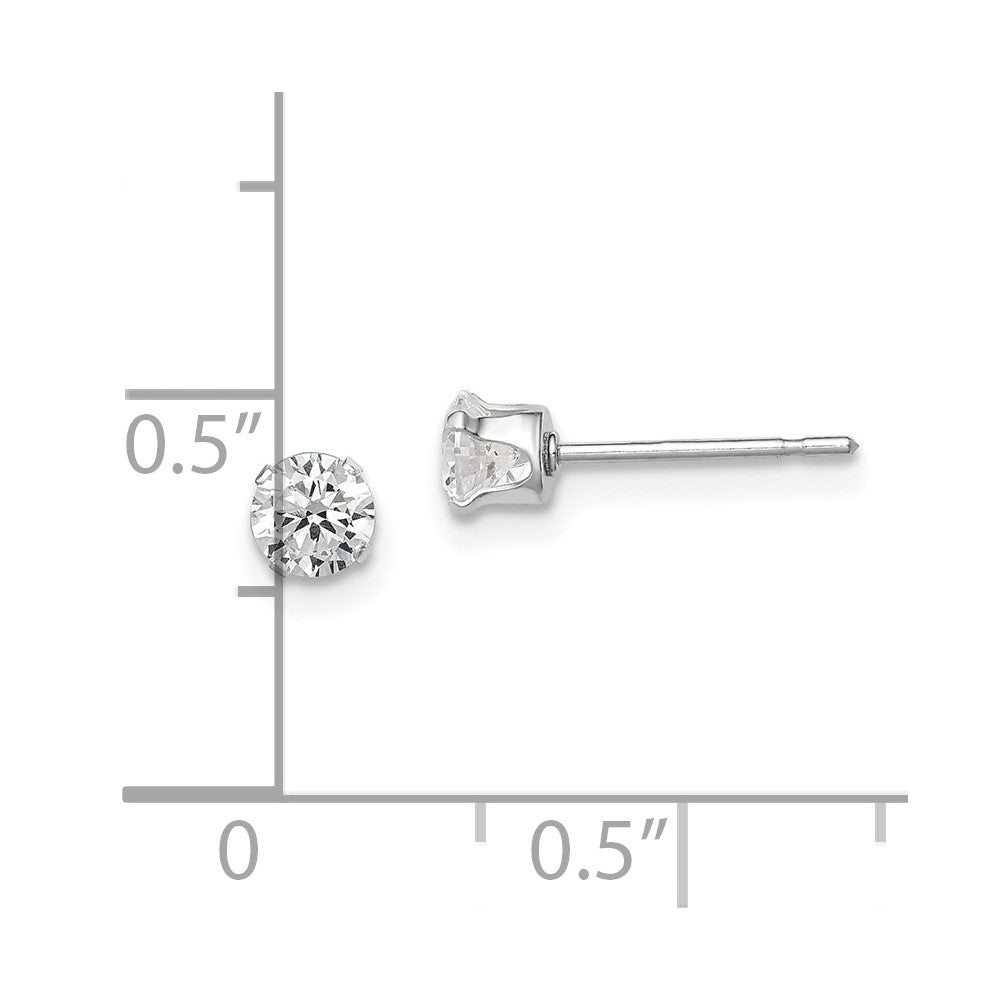 QE1003 Sterling Silver 4mm Round Snap Set CZ Stud Earrings
