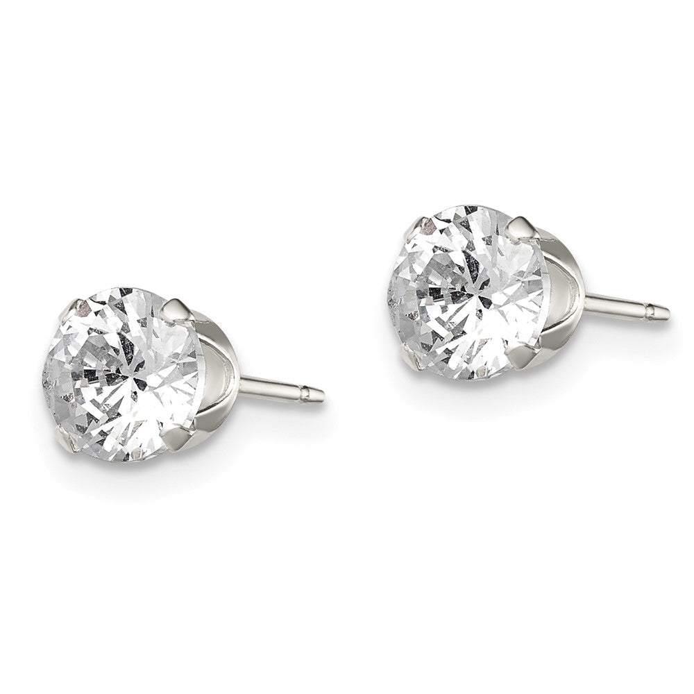 QE1004 Sterling Silver 5mm Round Snap Set CZ Stud Earrings