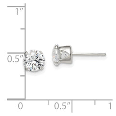 QE1005 Sterling Silver 6mm Round Snap Set CZ Stud Earrings