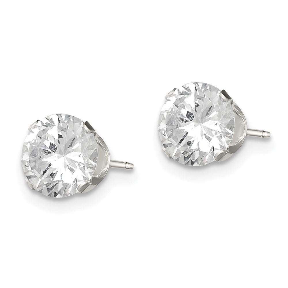 QE1006 Sterling Silver 7mm Round Snap Set CZ Stud Earrings