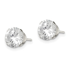 QE1006 Sterling Silver 7mm Round Snap Set CZ Stud Earrings