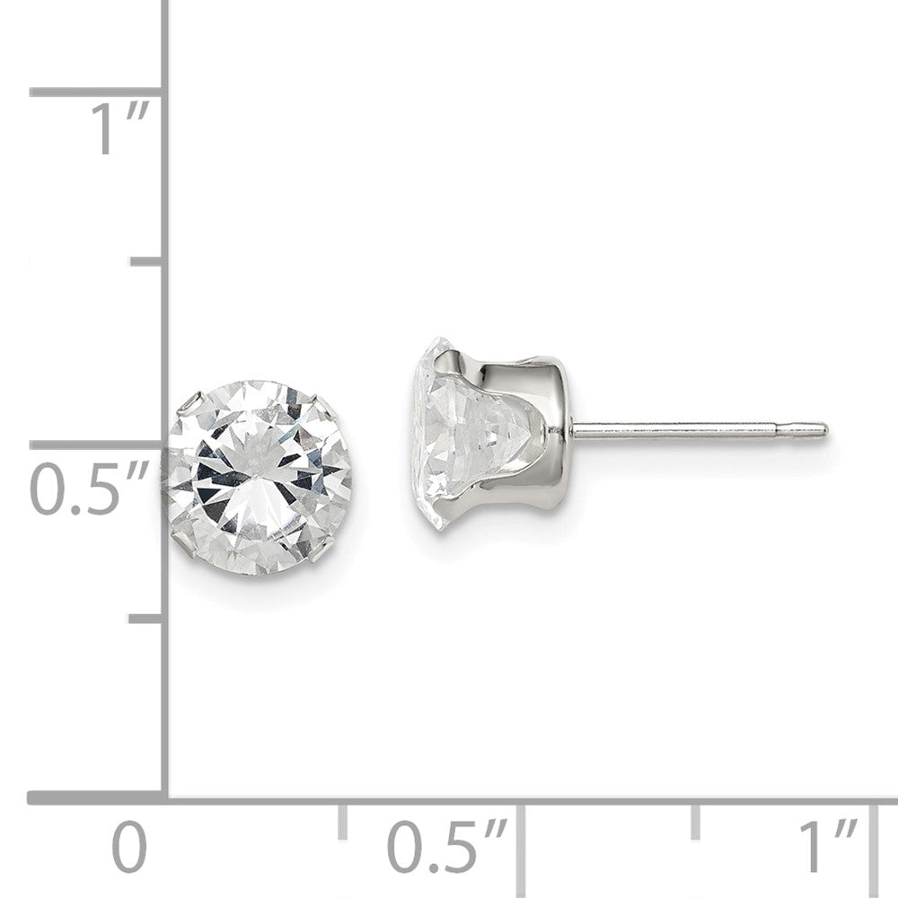 QE1006 Sterling Silver 7mm Round Snap Set CZ Stud Earrings