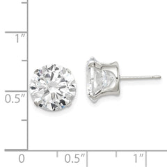 QE1009 Sterling Silver 10mm Round Snap Set CZ Stud Earrings