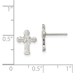 QE101 Sterling Silver Polished & Textured 'X' Cross Post Earrings