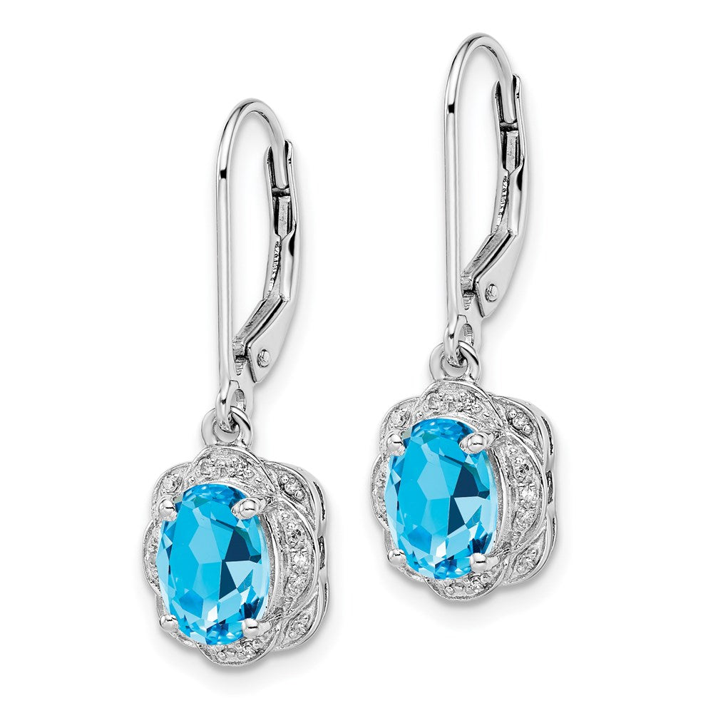 QE10151BT Sterling Silver Rhodium-plated Diamond and Blue Topaz Earrings