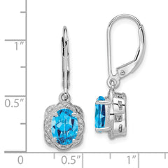 QE10151BT Sterling Silver Rhodium-plated Diamond and Blue Topaz Earrings