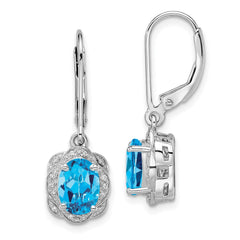 QE10151BT Sterling Silver Rhodium-plated Diamond and Blue Topaz Earrings