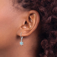 QE10157BT Sterling Silver Rhodium-plated Diamond and Blue Topaz Earrings