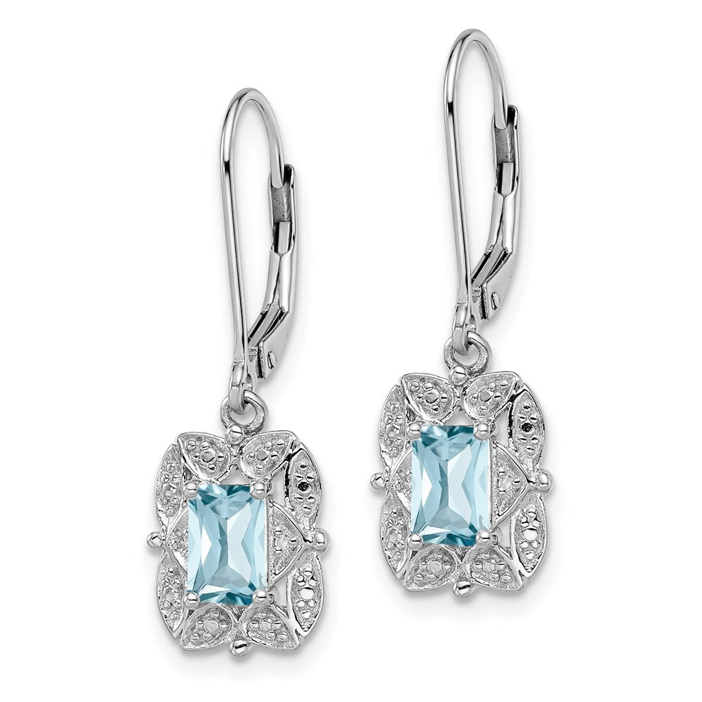 QE10165BT Sterling Silver Rhodium-plated Diamond and Blue Topaz Earrings