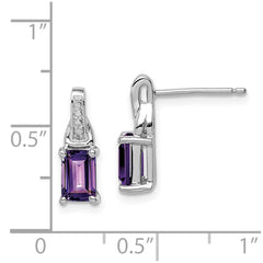 QE10171AM Sterling Silver Rhodium-plated Diamond and Amethyst Earrings