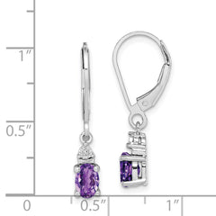QE10173AM Sterling Silver Rhodium-plated Diamond and Amethyst Earrings