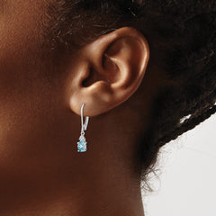QE10173BT Sterling Silver Rhodium-plated Diamond and Blue Topaz Earrings