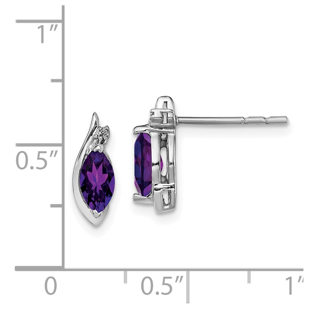 QE10175AM Sterling Silver Rhodium-plated Diamond and Amethyst Earrings
