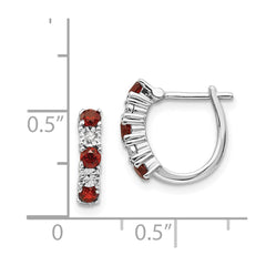 QE10209GA Sterling Silver Rhodium-plated Garnet & Diamond Earrings