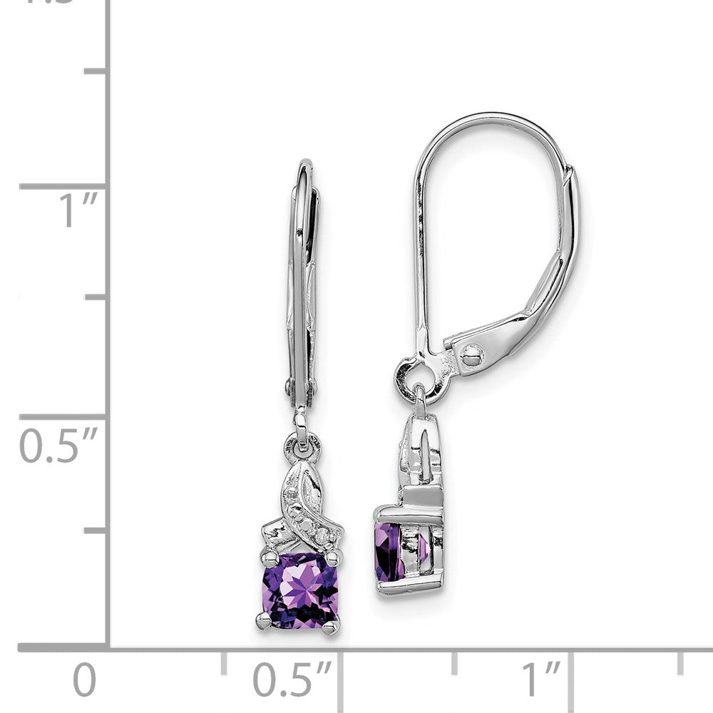 QE10213AM Sterling Silver Rhodium-plated Amethyst and Diamond Earrings