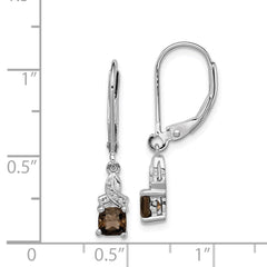 QE10213SQ Sterling Silver Rhodium-plated Smoky Quartz and Diamond Earrings