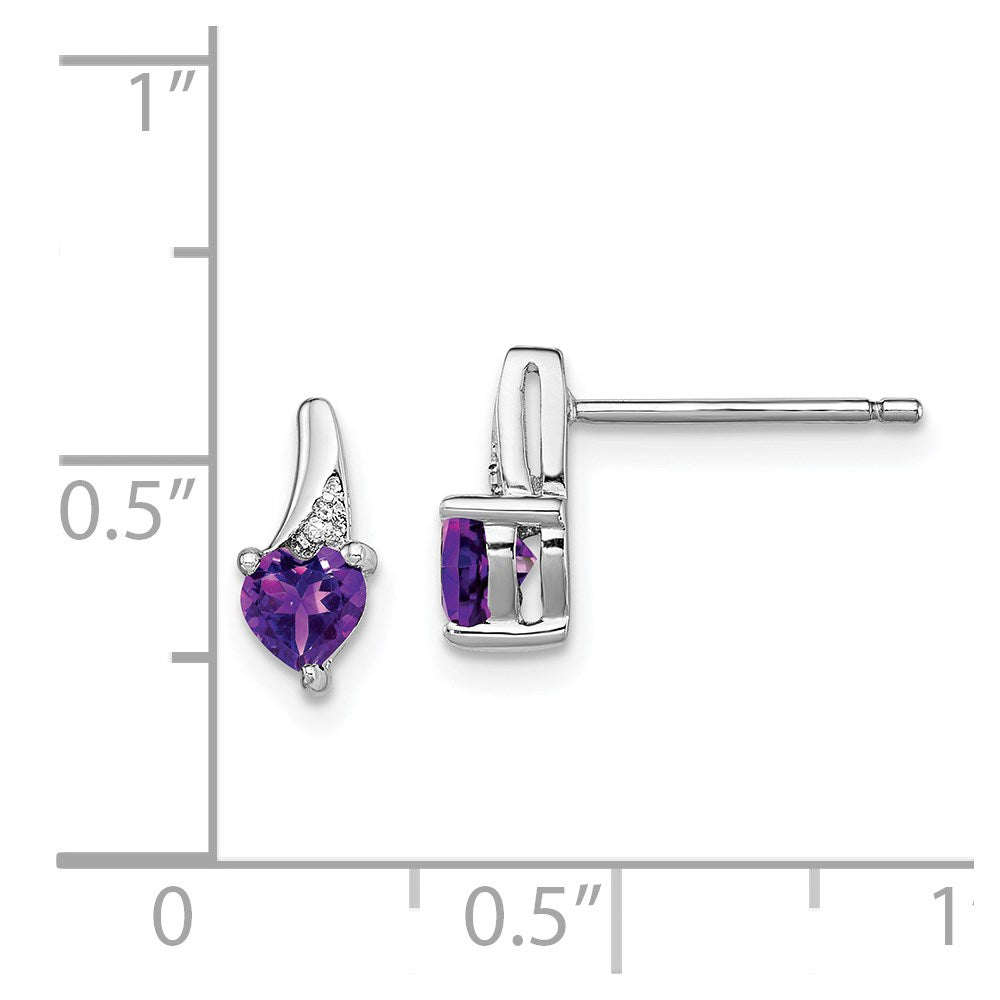 QE10217AM Sterling Silver Rhodium-plated Amethyst and Diamond Earrings