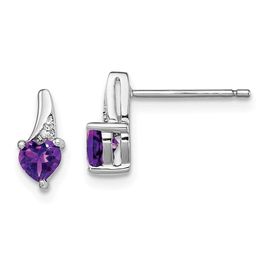 QE10217AM Sterling Silver Rhodium-plated Amethyst and Diamond Earrings