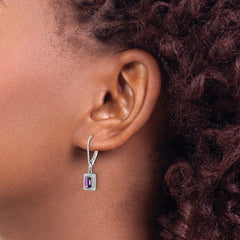 QE10221AM Sterling Silver Rhodium-plated Amethyst and Diamond Earrings