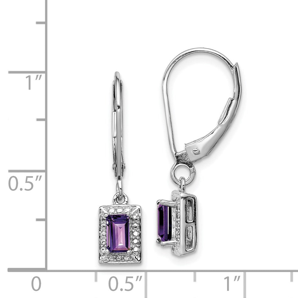 QE10221AM Sterling Silver Rhodium-plated Amethyst and Diamond Earrings