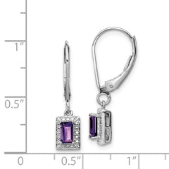 QE10221AM Sterling Silver Rhodium-plated Amethyst and Diamond Earrings