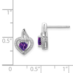 QE10229AM Sterling Silver Rhodium-plated Amethyst and Diamond Earrings