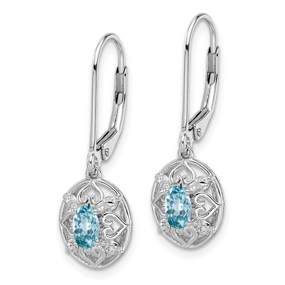 QE10231BT Sterling Silver Rhodium-plated Blue Topaz Diamond Earrings