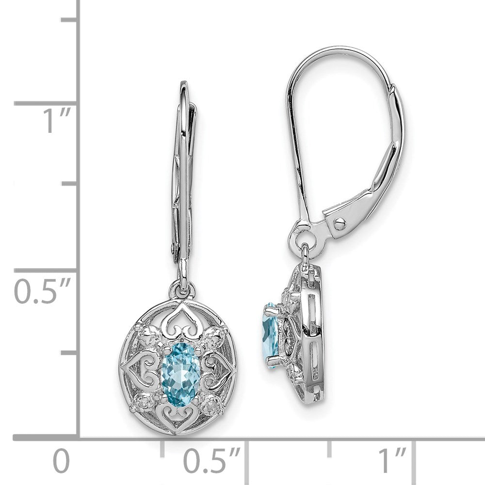 QE10231BT Sterling Silver Rhodium-plated Blue Topaz Diamond Earrings