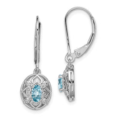 QE10231BT Sterling Silver Rhodium-plated Blue Topaz Diamond Earrings