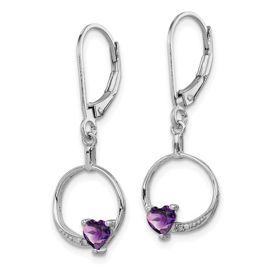 QE10251AM Sterling Silver Rhodium-plated Amethyst and Diamond Earrings