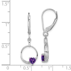 QE10251AM Sterling Silver Rhodium-plated Amethyst and Diamond Earrings