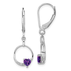 QE10251AM Sterling Silver Rhodium-plated Amethyst and Diamond Earrings